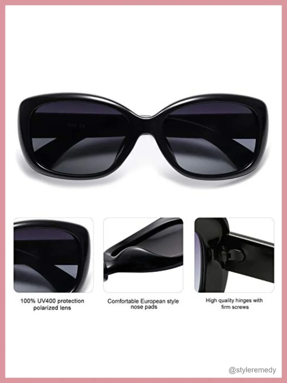Vintage Square Sunglasses Polarized UV Protection Plastic Frame